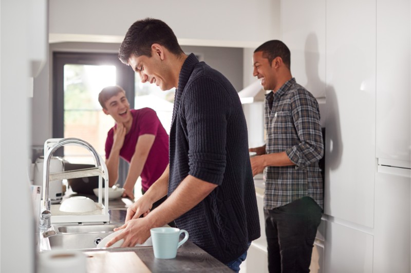 Friends Doing Dishes